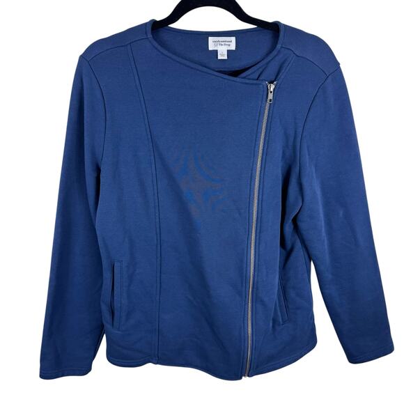 Caralyn Mirand The Drop Navy Blue Off Sides Full Zip Crew Neck Sweatshirt Size L - Picture 1 of 7